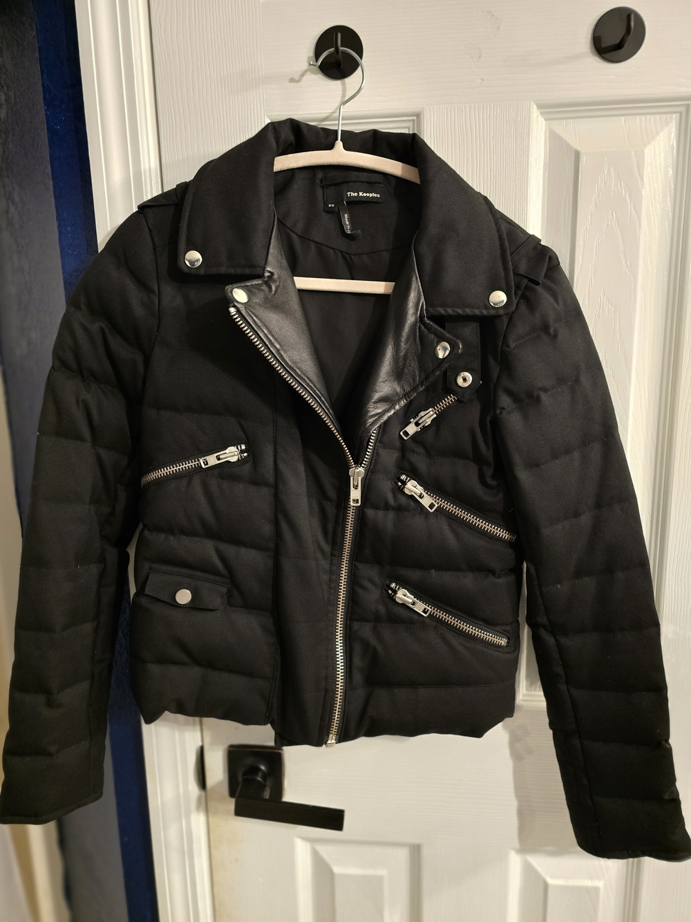 The Kooples Black Quilted Moto Jacket
